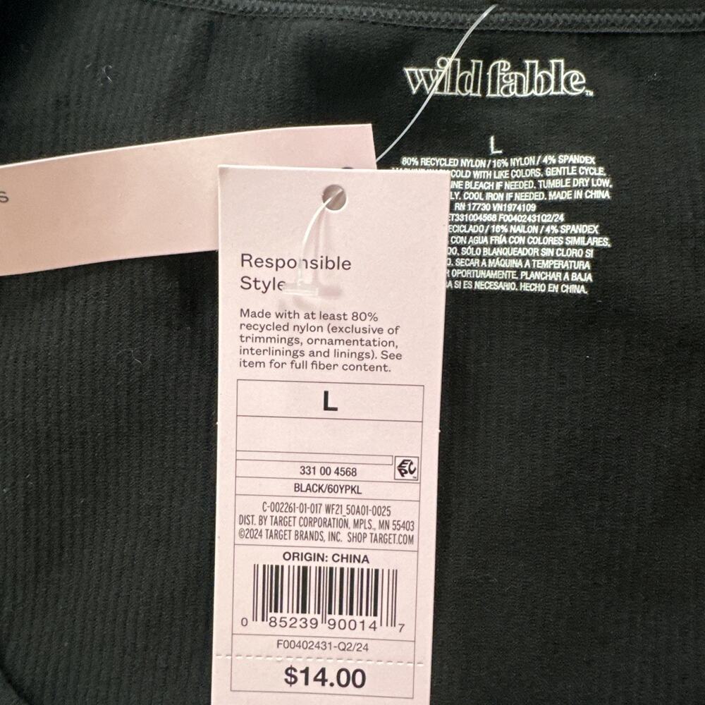 Wild Fable Crop Top Women’s Size Large Black Ribbed Scoop Neck‎ Short Sleeve Y2K - Picture 11 of 11